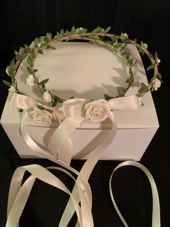 Stefana - Traditional Greek Wedding Crowns - Greek Orthodox Stefanas/ with or without Candles   Lambathes Olive leaves stefana white roses