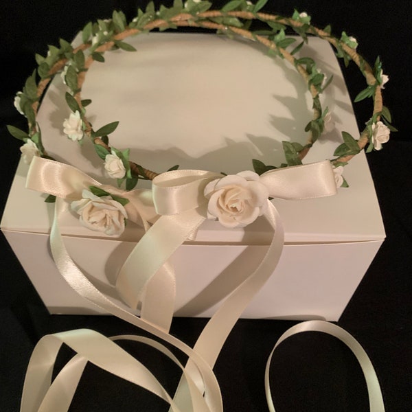 Stefana - Traditional Greek Wedding Crowns - Greek Orthodox Stefanas/ with or without Candles   Lambathes Olive leaves stefana white roses