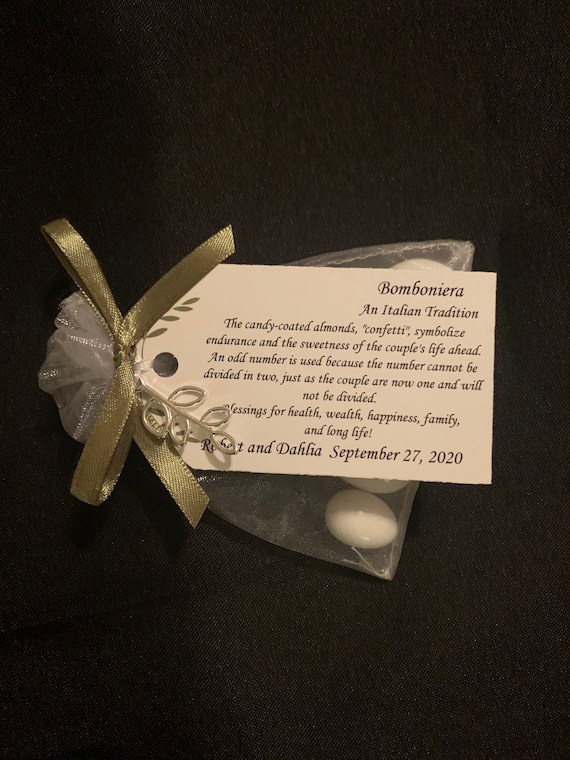 Wedding Favors with Tulle and Satin Ribbon- Greek Boubounieres Koufeta -  Italian Bomboniera Confetti - Jordan Almond Dragée Engagement Party Gift