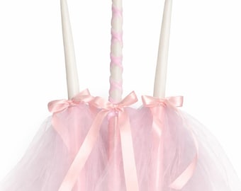 Little Girl Hugs - Greek Orthodox Baptism Candles (Lambathes)- Lambadas -