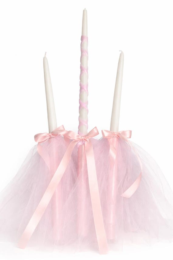 Little Girl Hugs - Greek Orthodox Baptism Candles (Lambathes)- Lambadas -