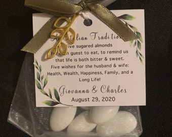50 - Italian - Bomboniera"Confetti" - Wedding favors (Candy Coated Almonds) - Wedding tradition- bridal shower- Italian almond favors- olive