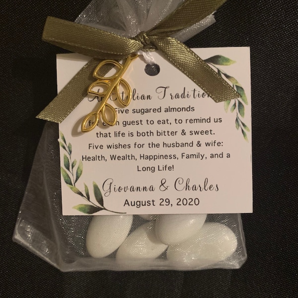 50 - Italian - Bomboniera"Confetti" - Wedding favors (Candy Coated Almonds) - Wedding tradition- bridal shower- Italian almond favors- olive