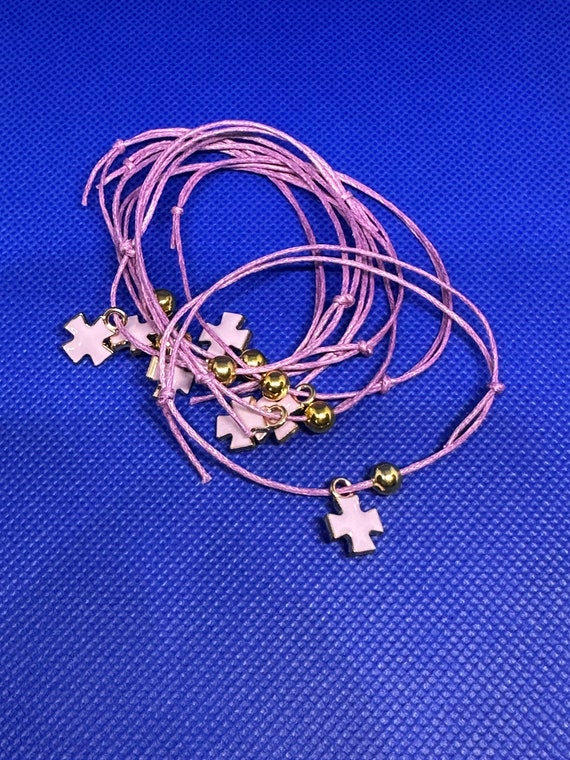 50- Baptism Martyrika (Witness Bracelets) / Lavender Enamel Cross Martyrika Bracelets- greek traditions- baptism favors - birthday favors