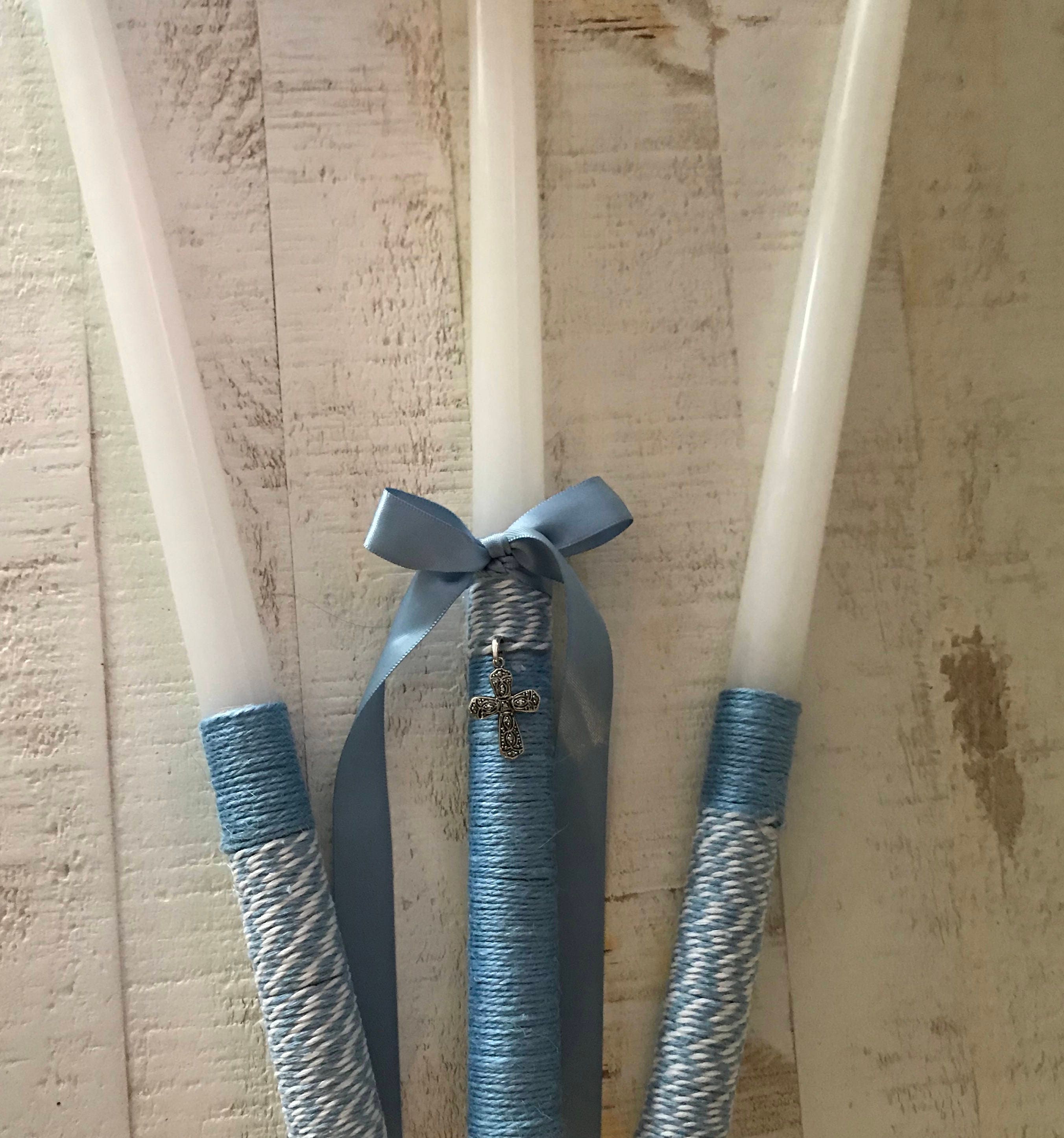 Cross Twine Greek Orthodox Baptism Candles Includes Three Etsy