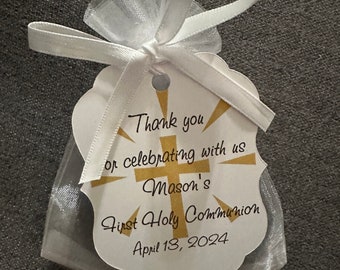 25 - First Holy Communion Favors - beacelet favors - gift for guests - Communion - personalized tag/gift