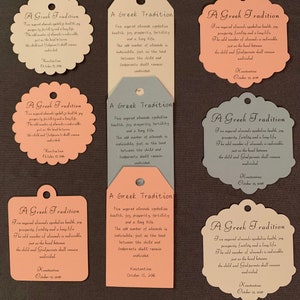 25- Greek Boubounieres &quot;Koufeta&quot; Baptism tags and favors