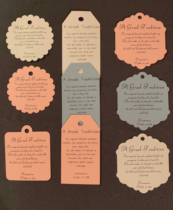 25- Greek Boubounieres "Koufeta" Baptism tags and favors