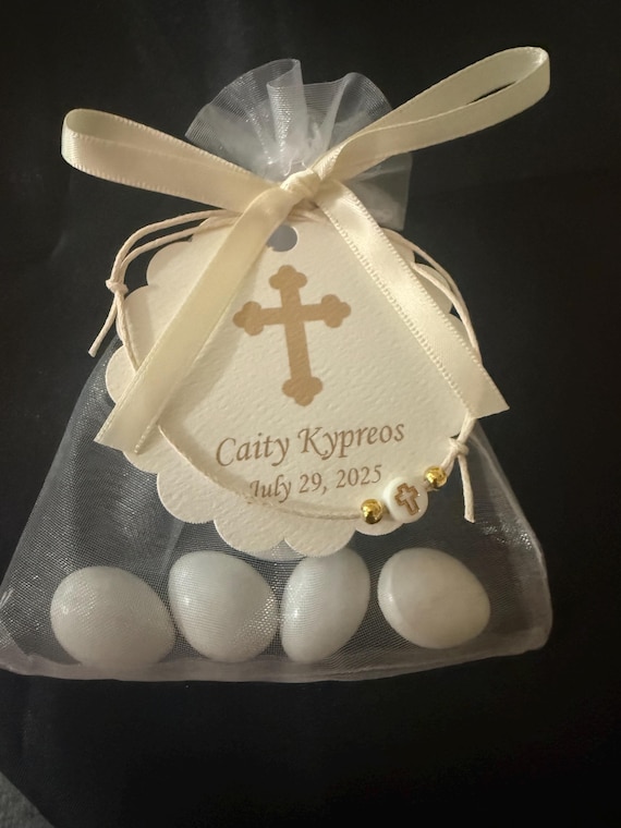25 - Baptism Boubouniera (koufeta and martyrika )- Greek Baptism Favors- party favors - Greek Traditions- martyrika bracelet favor- Bautismo