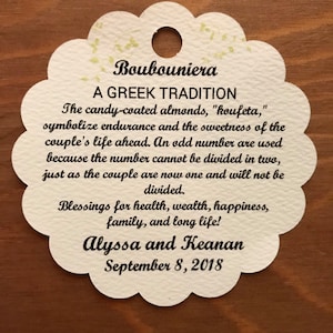 25 - Etichette per Boubouniera - Etichette per bomboniere Boubouniera - Tradizioni greche - Etichette per Koufeta - Addio al nubilato - Bomboniera per matrimonio