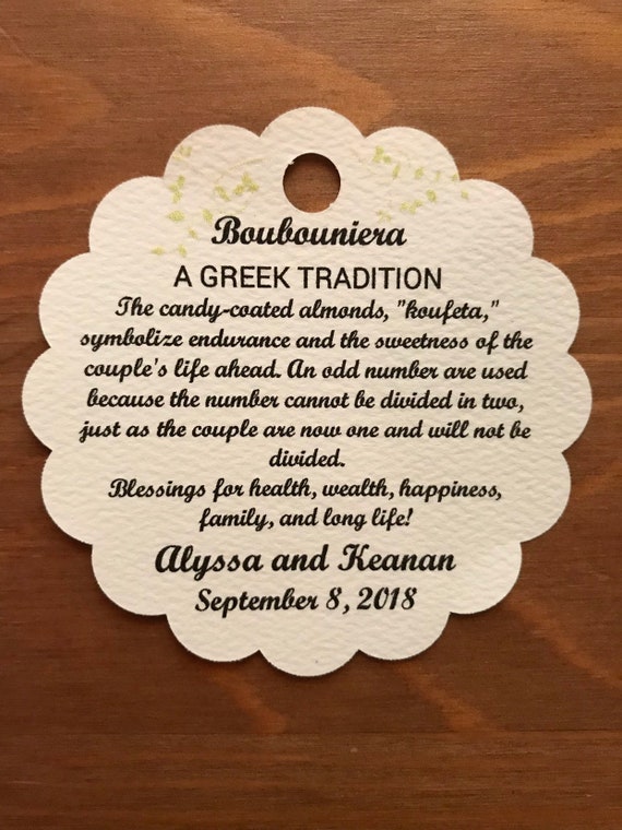 25 - Boubouniera Tags- Boubouniera favor tags- Greek traditions- Koufeta tags- bridal shower - wedding favor