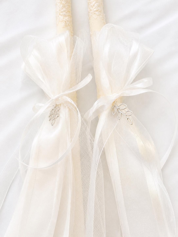 Lacey and Love- Handmade Greek Orthodox Wedding Candles (Lambathes)