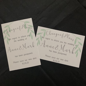 Changement de programme- Reports de mariage- Nouvelle date de mariage- Cartes de mariage