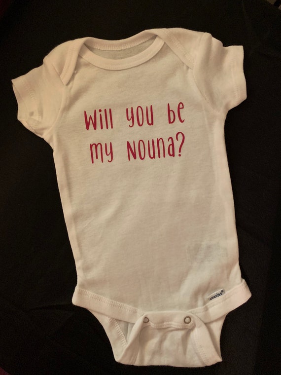 Nouna Baby Onesie- Nouna proposal - will you be my godmother- Greek Baptism- Christening- pop the question onesie