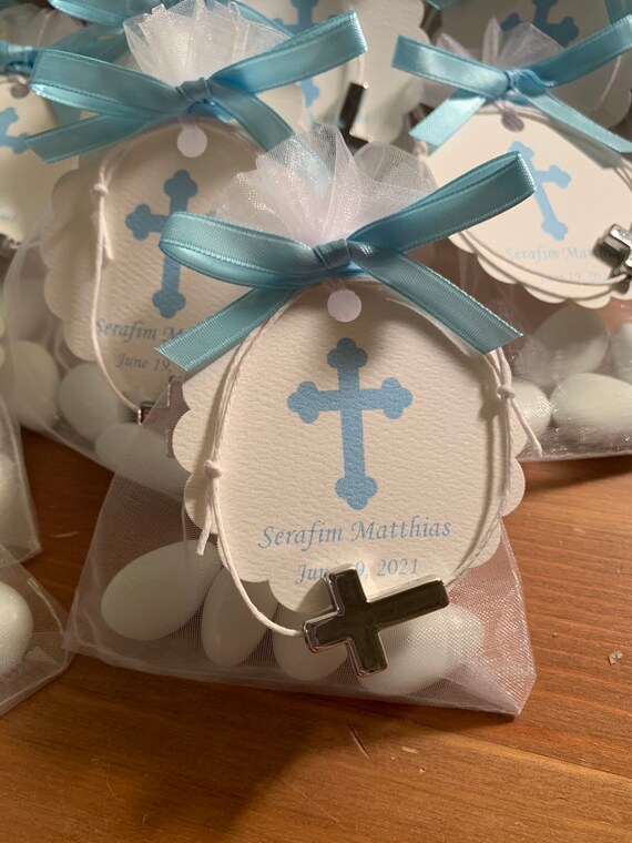 25 - Baptism Boubouniera (koufeta and martyrika bracelet)- Greek Baptism Favors- party favors - Greek Traditions- martyrika bracelet favor