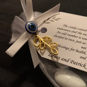 50 Greek Boubounieres Koufeta Mati Wedding favors Candy Coated Almonds evil eye wedding favor bridal shower favor Boubouniera image 2