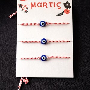 Martis Bracelet | Greek Red & White String Bracelet | Evil Eye Bracelet | Welcome Spring | March Bracelet Gift image 2
