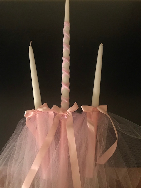 Little Girl Hugs - Greek Orthodox Baptism Candles (Lambathes)- Lambadas -