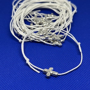 20- Baptism Martyrika (Witness Bracelets) / Wax  Cord /Silver Cross Martyrika Bracelets- baptism favors - greek traditions- birthday favors