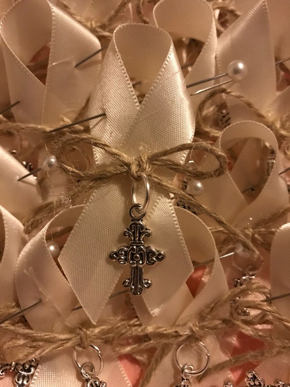50 - Baptism Martyrika (Witness Pins) / Cross Twine & Satin Bow Martyrika Pins