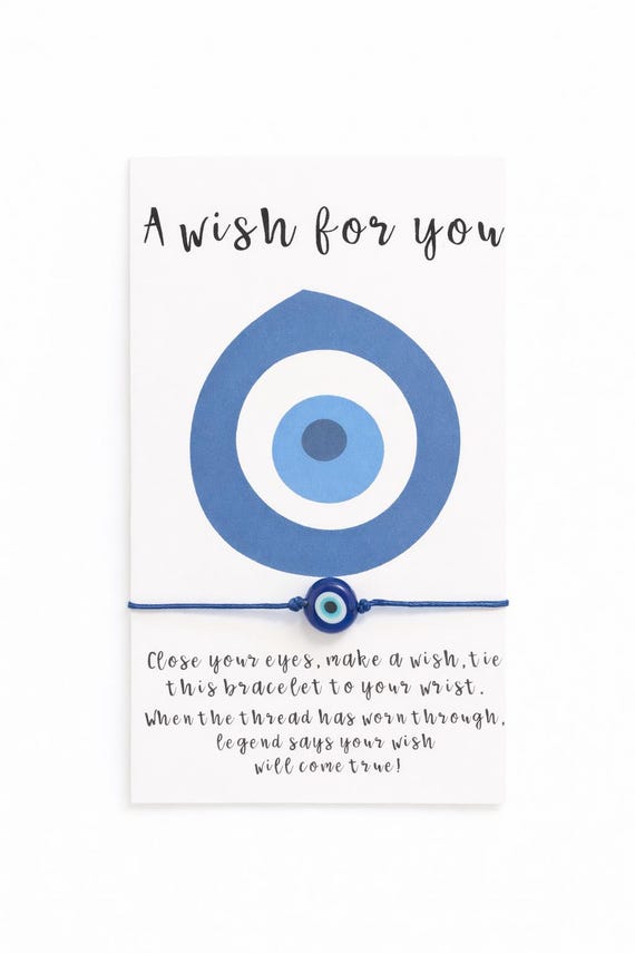 Evil Eye Wish Bracelet - gifts, bridal or baby shower and birthday favors- thinking of you gift- miss you gift- Best Friend Bracelet-