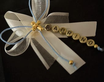 Madrina & Padrino Ribbon Corsage Pin – Baptism, Christening, Godparent Gift, Gold Cross Charm, Pearl Pin, Religious Ceremony Keepsake