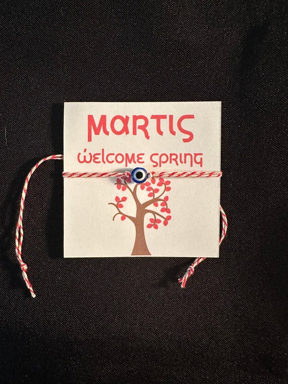 Martis Bracelet - Greek Spring Bracelet- March traditions - Spring is here - Red and White string- evil eye - Good luck