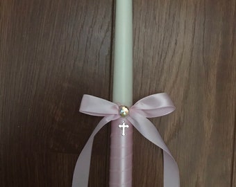 Flameless Easter Lambathes- pink or blue satin ribbon Greek Orthodox Easter Candle (for our little ones)- Easter Lambada