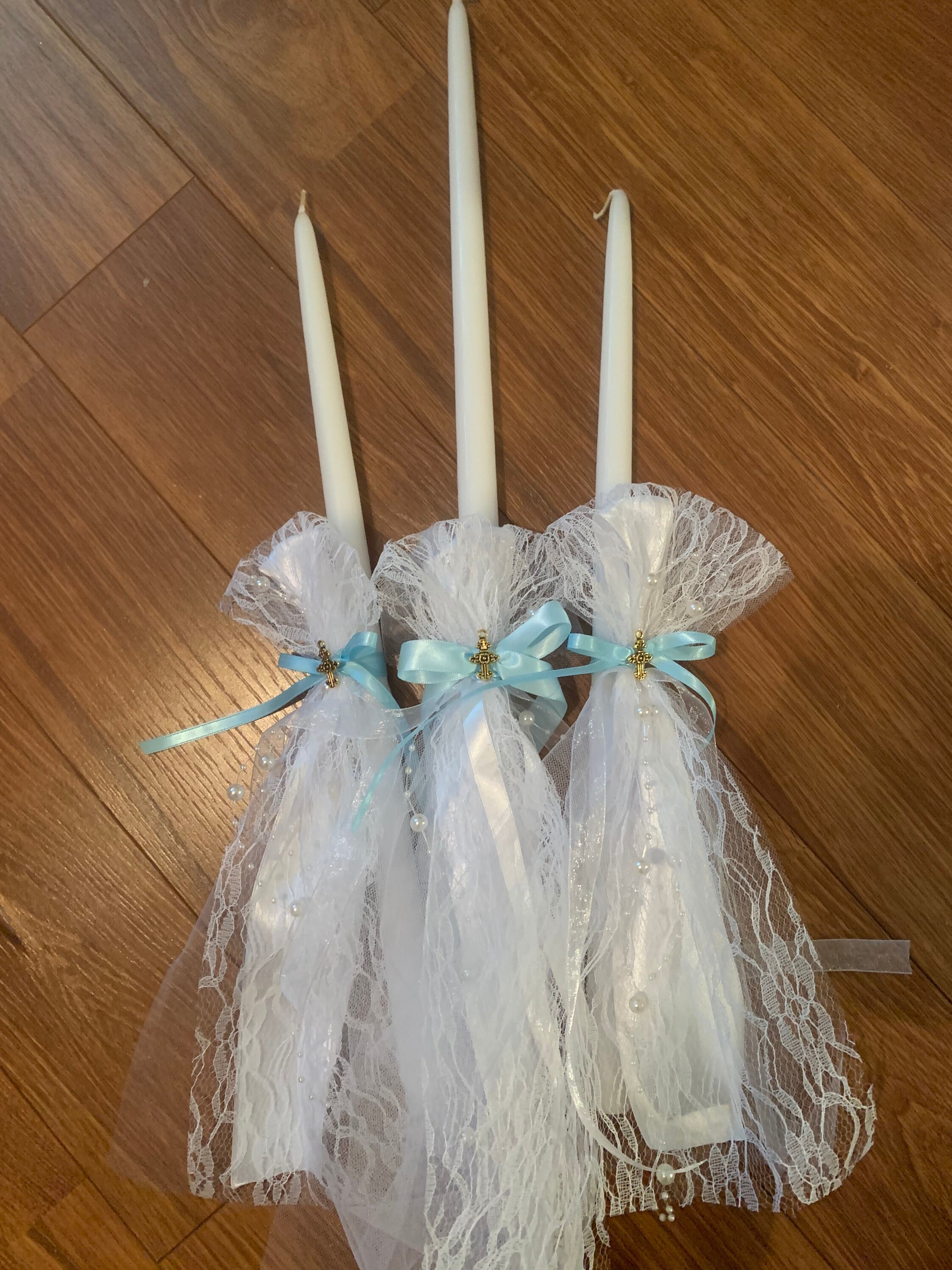 Greek Orthodox Baptism Lambathes Baptism candles Christening candle set boy baptism