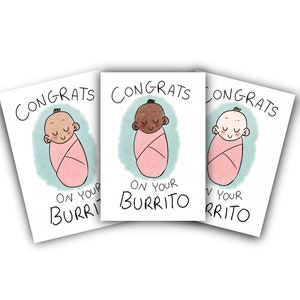 Tarjeta de descarga digital Baby Burrito / Manta rosa / Baby Shower / Revelación de género / Regalos para bebés
