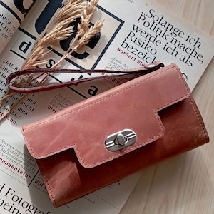 Leather wristlet clutch wallet Phone wallet travel card holder small evening bag image 1