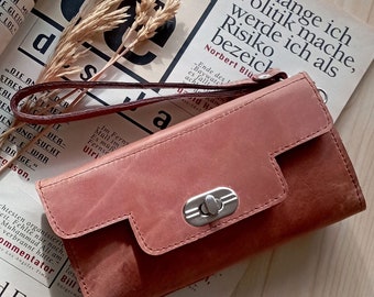 Leather wristlet clutch wallet Phone wallet travel card holder small evening bag