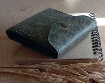 Cartera de cuero para hombre verde Tarjetero Cartera delgada monedero minimalista Regalo a papá