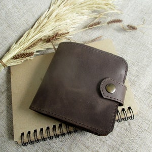 Cartera plegable de cuero marrón con bolsillo para monedas Portatarjetas minimalista regalo personalizado para él