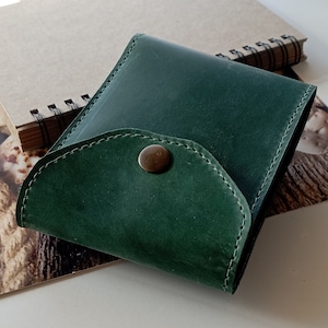 Billetera billetera de cuero verde delgada Porta tarjetas pequeñas Monedero personalizado Idea de regalo