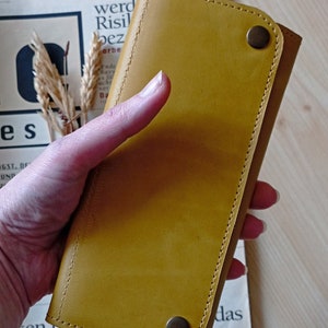 Women's leather wallet Long card holder Minimalist slim wallet zipper pocket holder distressed leather card wallet image 9