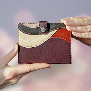 Lusterko kompaktowe ze skóry bordowej: Boho Patchwork Travel Cosmetic Mirror