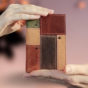 Patchwork Leather Passport Cover: Distressed Travel Wallet