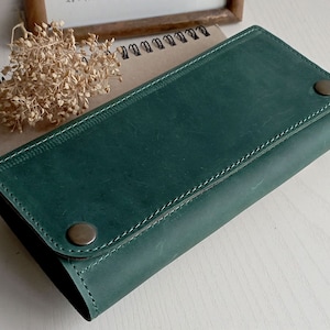 Portefeuille long en cuir pour femme avec poche zippée Porte-cartes cadeau d'anniversaire
