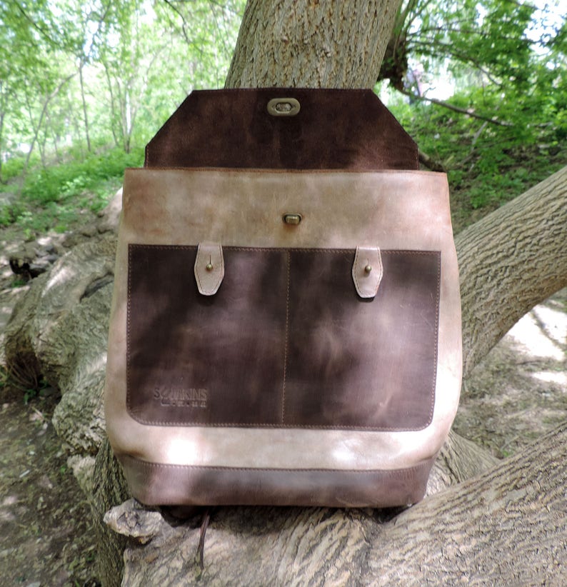 Large Brown leather backpack laptop Hipster backpack unisex travel bag distressed leather handmade school backpack men travel accessory