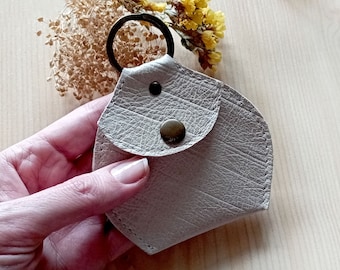Leather key holder White Wallet with key ring Keychain coin purse