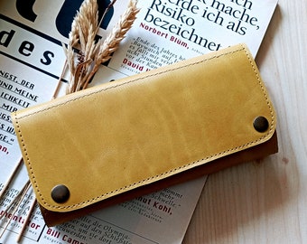 Women's leather wallet Long card holder Minimalist slim wallet zipper pocket holder distressed leather card wallet