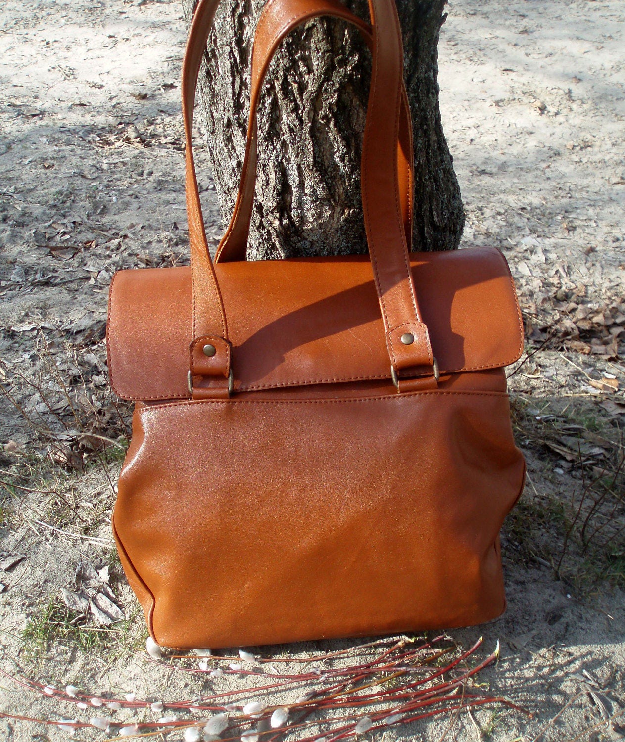 Brown leather Shoulder bag medium size with zipper women's Etsy