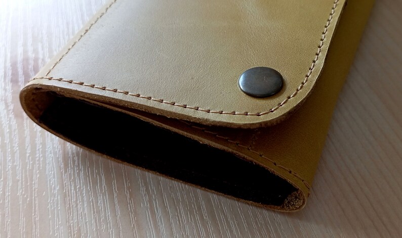 Women's leather wallet Long card holder Minimalist slim wallet zipper pocket holder distressed leather card wallet image 8