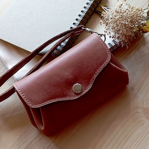Mini monedero Cartera de cuero tipo acordeón con correa para la muñeca monedero pequeño tarjetero