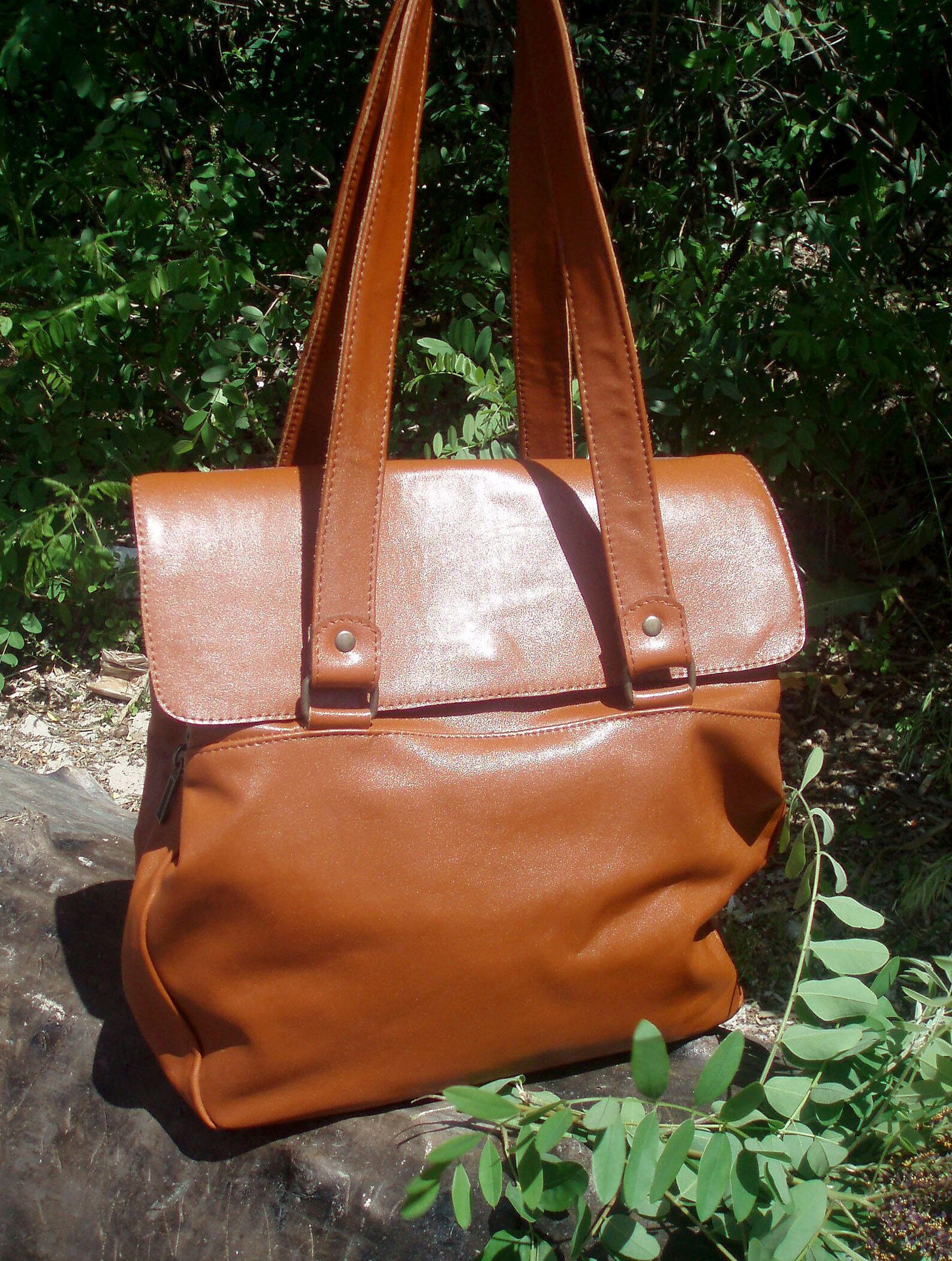 Brown leather Shoulder bag medium size with zipper women's Etsy