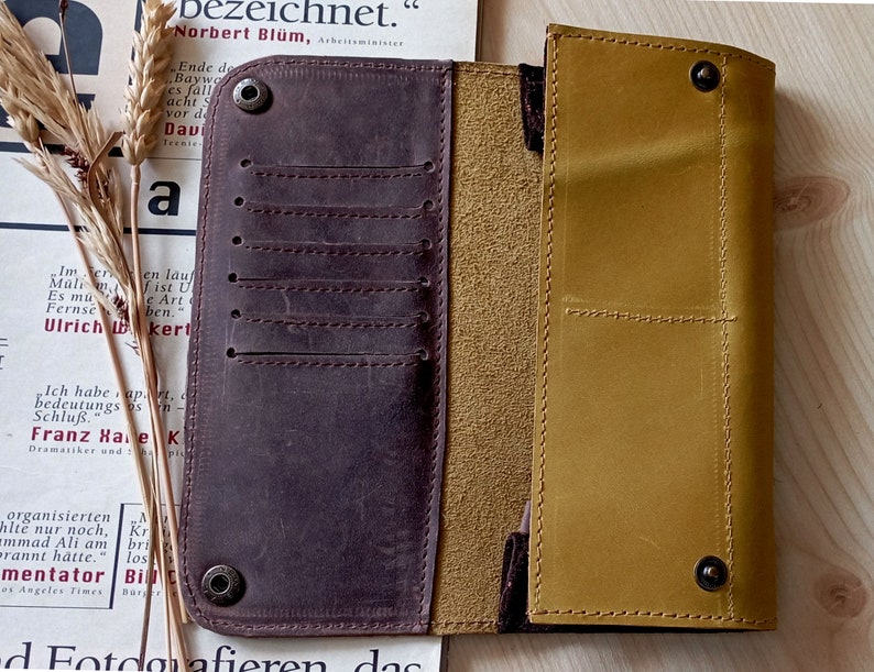 Women's leather wallet Long card holder Minimalist slim wallet zipper pocket holder distressed leather card wallet image 7