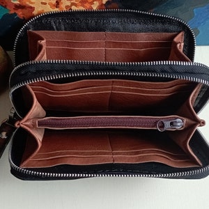Leather wallet double zip around Large clutch wallet clutch bag image 3