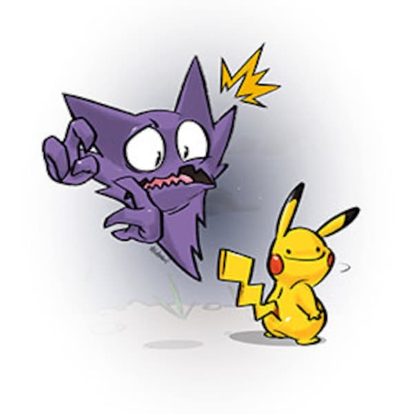 Haunter & ...Pikachu? (Ditto) (Original Pokemon Art) 8x10" Print, Wall Art, Ready to Frame