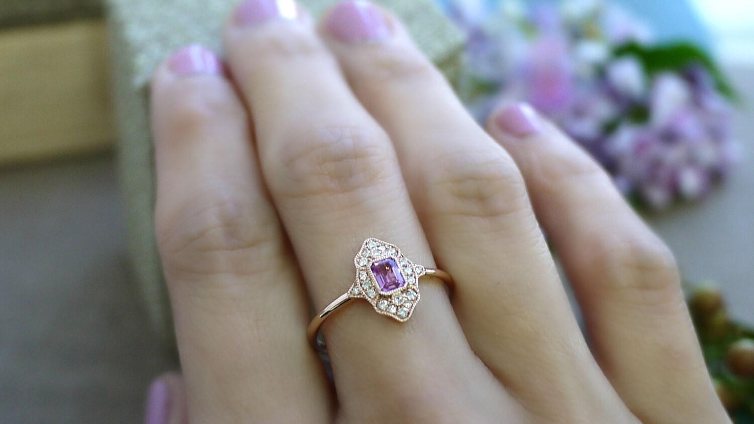 emerald cut pink sapphire